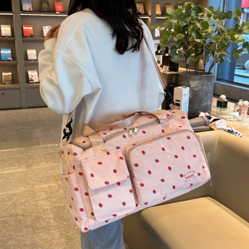 Corduroy Mommy Bag Large Capacity Waterproof Baby Diaper Bags Stroller Nappy Organizer Travel Carry Shoe Maternity Tote Bags