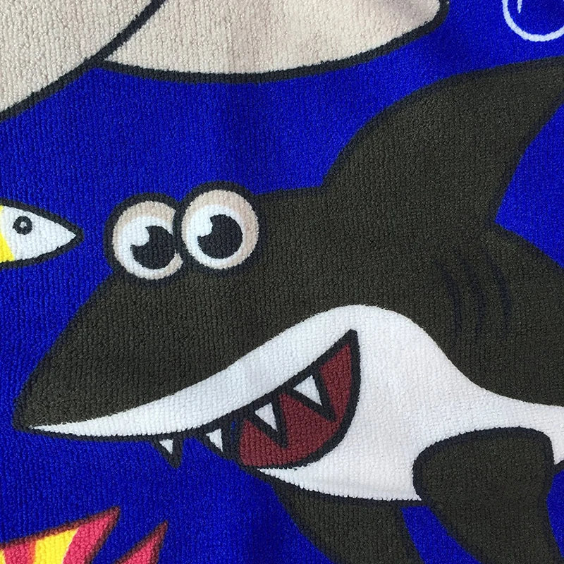 60-120cm Kids Hooded Bath Beach Poncho Towels Baby Quick Dry Bathrobe Child Cartoon Cloak Poncho Towels Microfiber Swim Cover-up