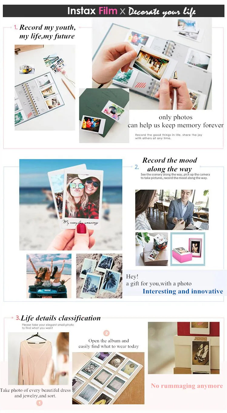 10/20/40/80/200 Sheets Fujifilm instax Mini 11 12  9 7+ 90 3 Inch White Edge Films For Instant Mini Camera 25 50s 90 Photo Paper