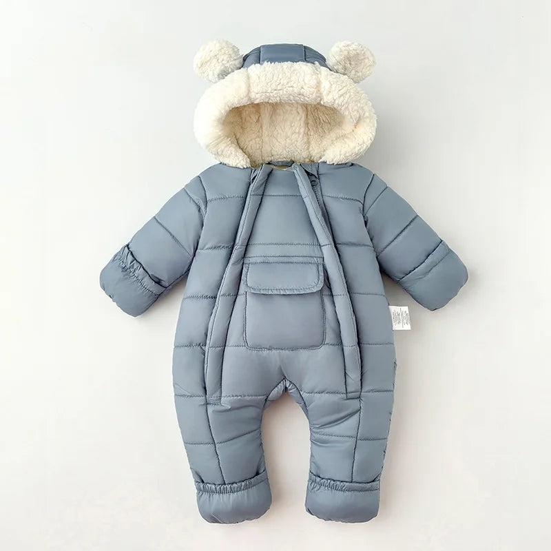 Baby clothes, winter clothes, newborn jumpsuit with fleece and cotton clip baby winter bag handbag foot double zipper