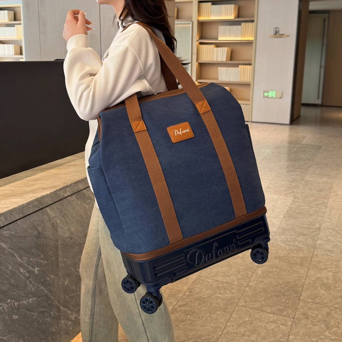 Pulley Luggage Bag, Universal Wheel Travel Bag, Foldableable Suitcase, Lightweight Trolley Bag, Large Capacity Hand-Pulled Backpack, Travel Cosmetics Bag