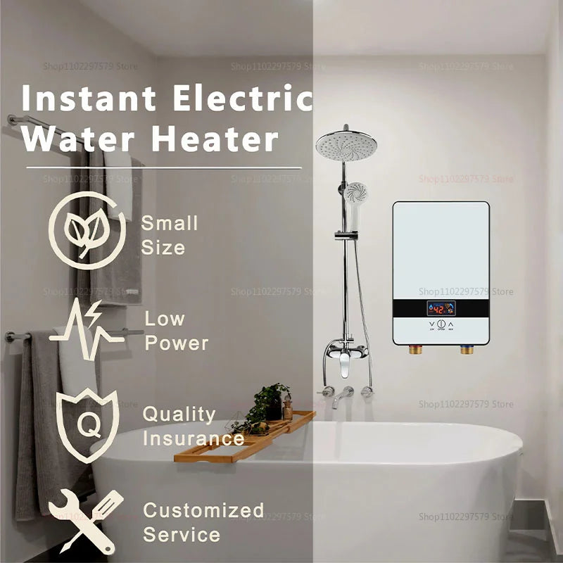 Portable Instant Electric Water Heater for Home Fast Heating Waterproof Kitchen Bathroom Compact Space-saving Safe Efficient
