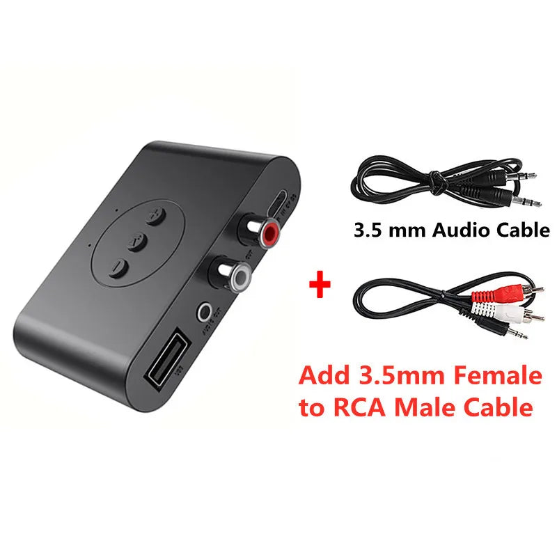 Bluetooth 5.0 Audio Receiver U Disk RCA 3.5mm 3.5 AUX Jack Stereo Music Wireless Adapter with Mic For Car Kit Speaker Amplifier