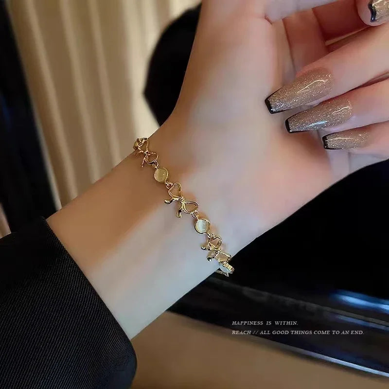 5Pcs Set Gold/Silver Color Fashion Charm Bracelet Women Retro Glossy Geometric Metal Twist Chain Bangles Bracelet Set Jewelry