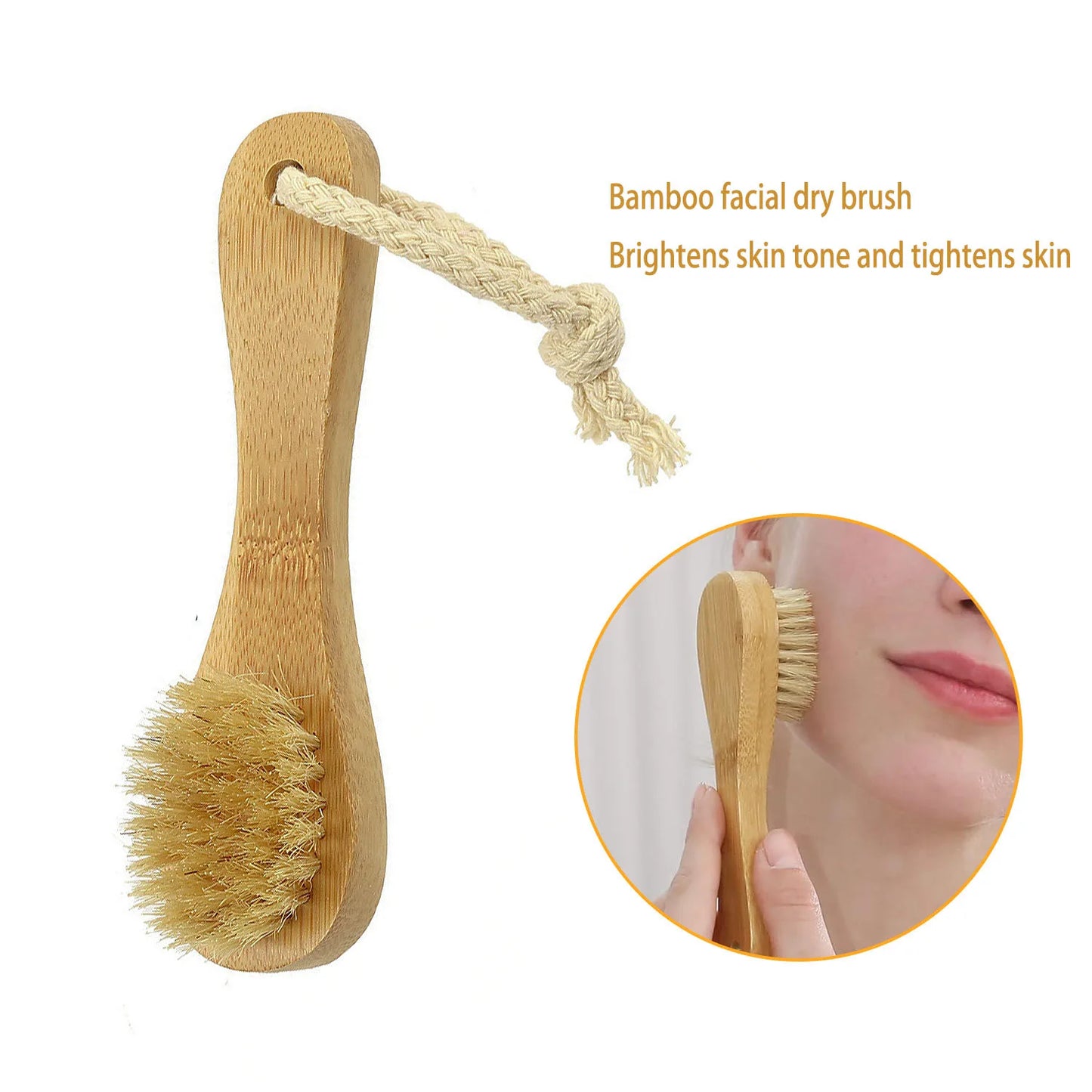 Body brush set exfoliating body dry brush facial massage brush removing dead skin volcanic stones
