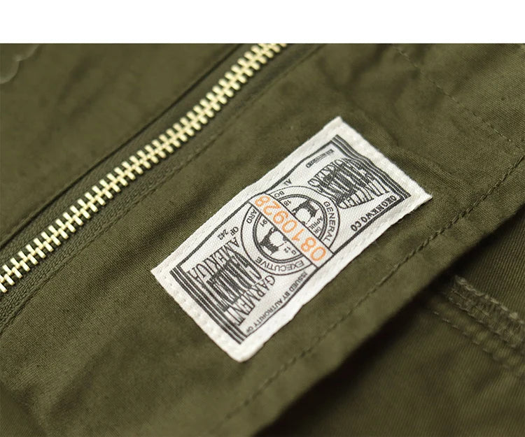 Autumn New American Retro Twill Embroidery Cargo Deck Jacket Men's Fashion 100% Cotton Washed Multi-pockets Casual Loose Coat
