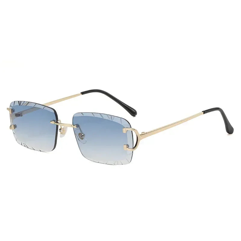 Fashion Square Sunglasses Vintage Women Men Frameless Sun Glasses Rimless Retro Luxury Brand Designer Eyeglasses UV400 Travel