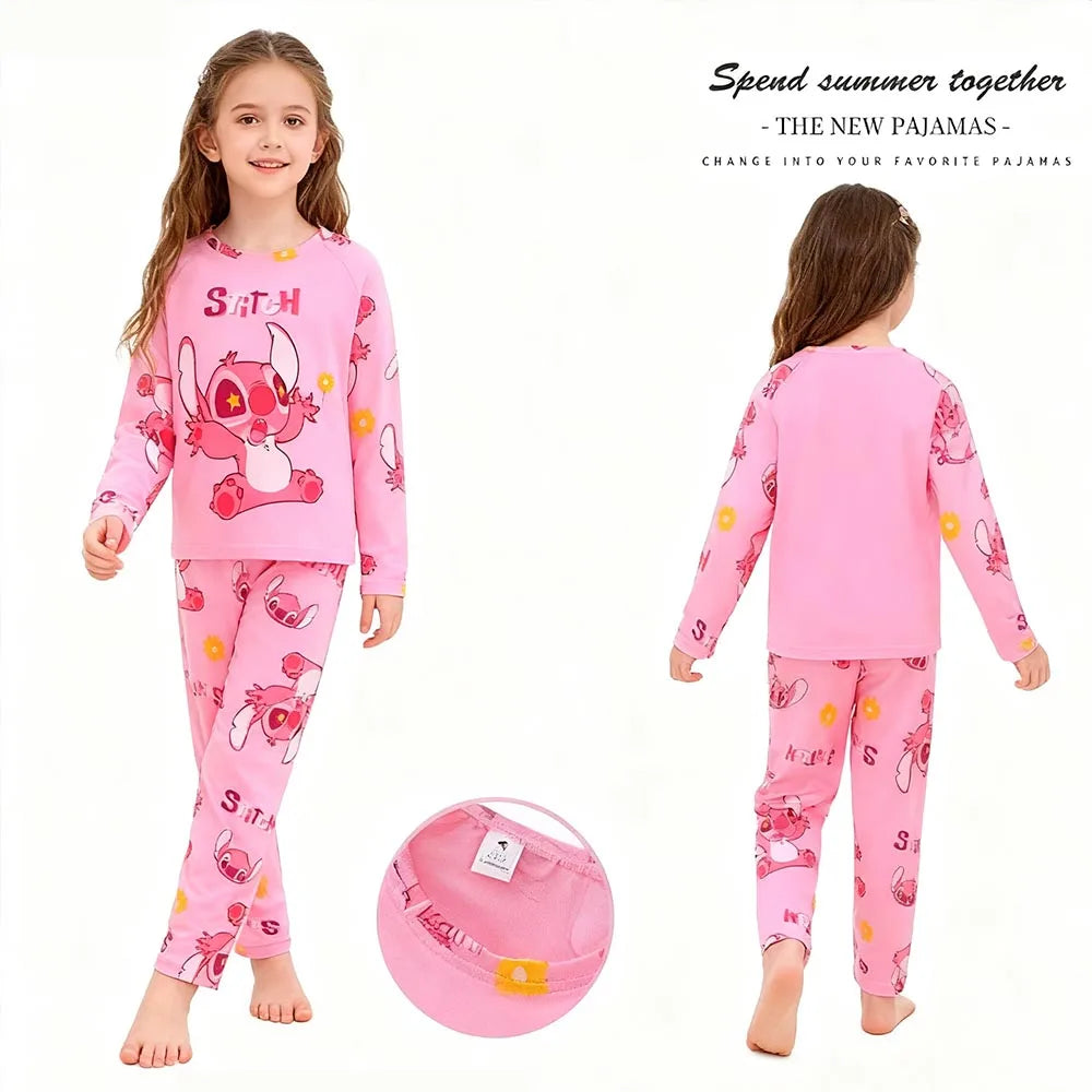 Kids Stitch Pajamas 2pcs/set for Boys Girls Home Wear Kids Casual Sleepwear Long Sleeve Pajamas Bottoms Suit Cute Gifts