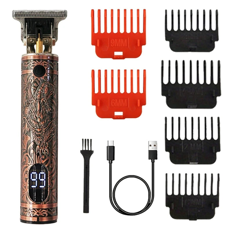 T-Blade Hair Clipper for Barbers - USB Rechargeable, Cordless Design, Precision Beard and Hair Trimming, Professional Engraving