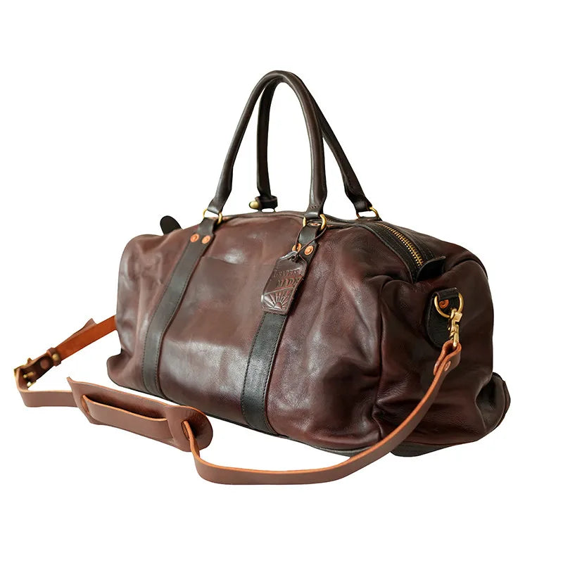 Vintage fashion luxury genuine leather men's travel bag outdoor weekend large capacity crossbody bag real cowhide women handbag