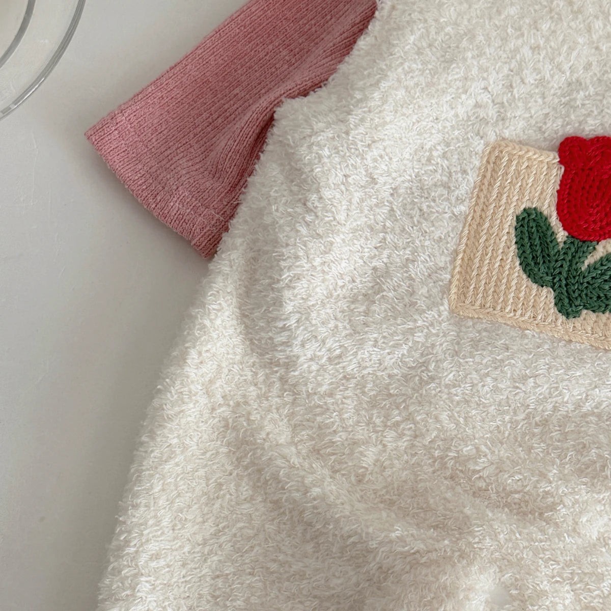 2Pcs Winter Autumn Toddler Baby Girls Clothes Flower Embroidered Plush Rompers+Pink Bottom Shirt Set Infant Warm Clothing Suits