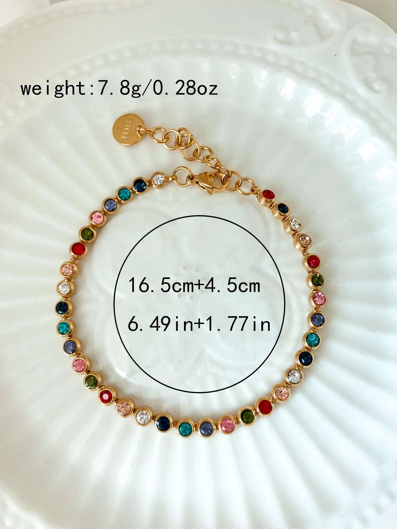 A pair of French retro and fashionable stainless steel women's colored zircon bracelets, daily commuting gifts, dating parties