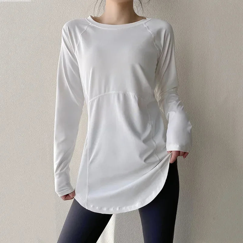 Long Sleeve Yoga Clothes Women Sportswear Woman Gym Running Blouses Shirts Sports Tops Fitness T-shirt для йоги одежда женская