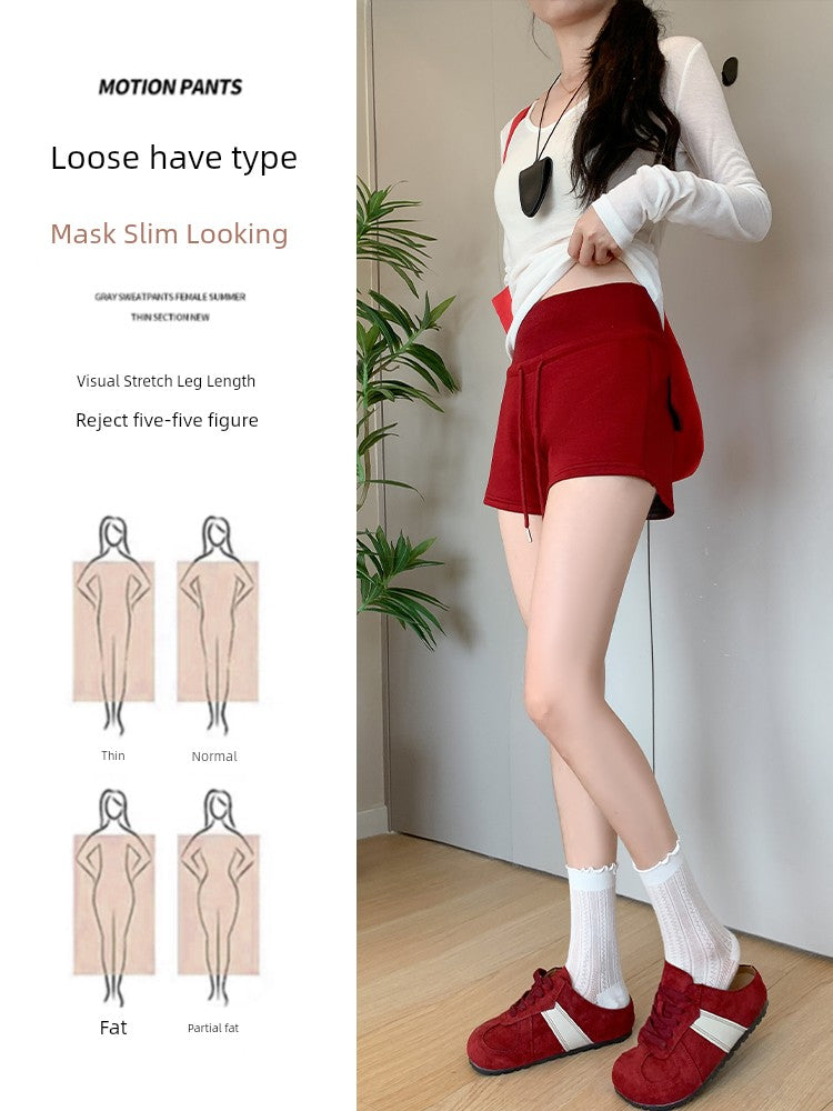 Red American Style Sexy shorts Women's Summer New arrival high waist Slim Looking Yoga Pants Casual Sports Hip Low Waist Hot Pants