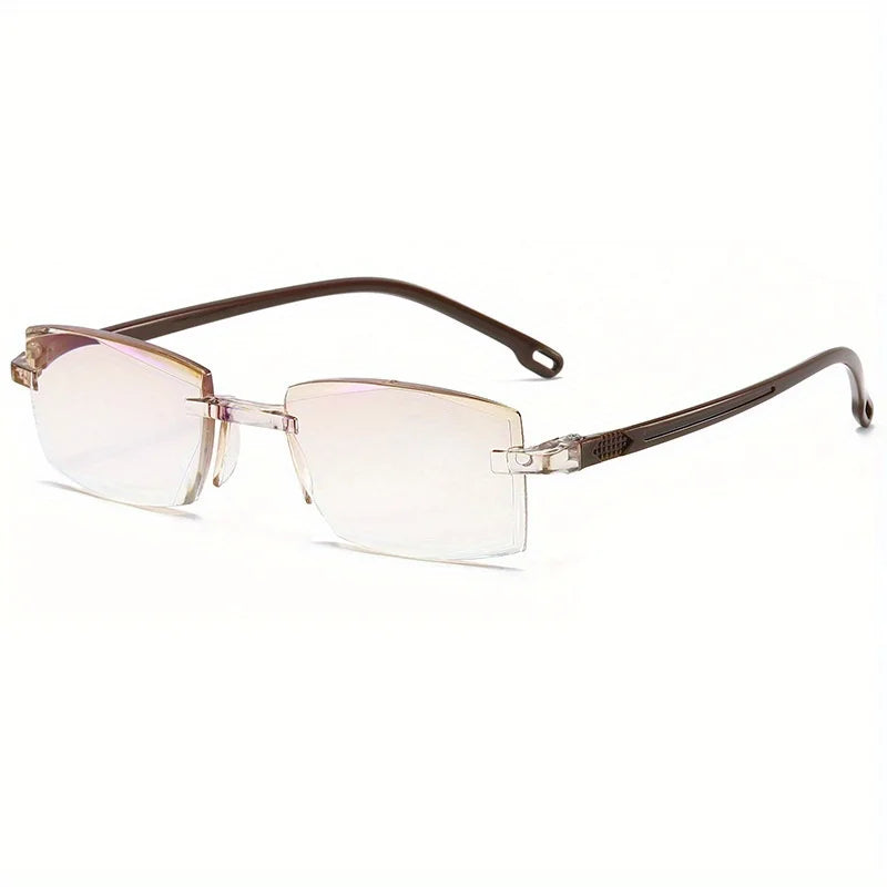 Intelligent Zoom Reading Glasses Women Men Rimless Anti Blue Light Bifocal Presbyopia Glasses for Near and Far Viewing