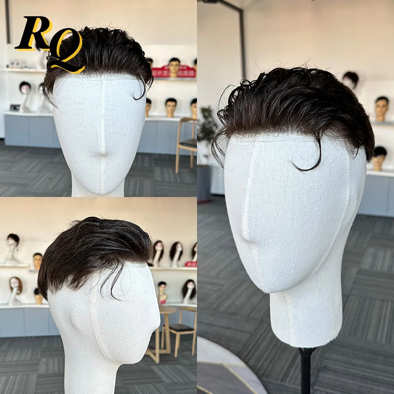 Pre Styled Cut Toupee Men Wig Thin Skin 0.04-0.06 Hair Replacement Systems Ready Wear Human Hair Male Wig Hombre Peruk Capillary