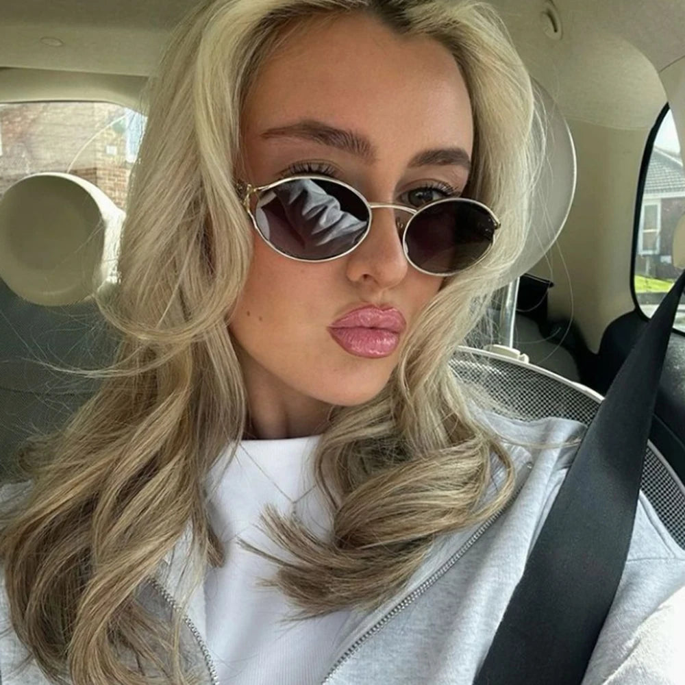 Fashion Oval Sunglasses Women Men Luxury Designer Metal Frames Sun Glasses Female Gradient Shades Eyewear UV400 De Sol Oculos