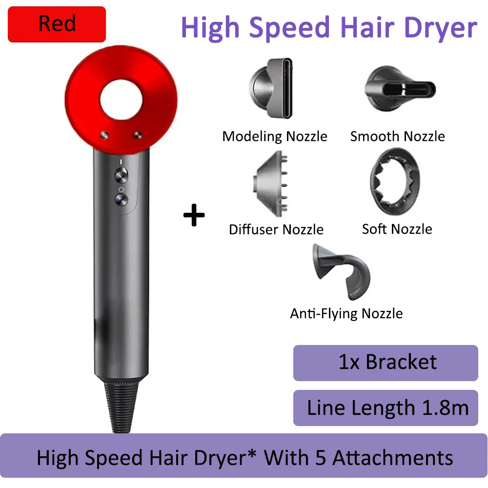7 in 1 Professional Hair Dryer with Hot and Cold Air Functionality Negative lon Blow Quick Dry Leafless Salon Home Hairdryer ﻿