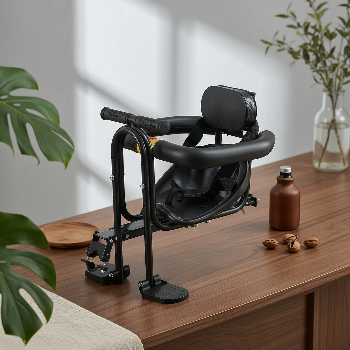 Child Bike Seat Front Mount Safe with Harness Guardrail Padded for Toddlers Kids Family Rides Outdoor Cycling Bike Accessories