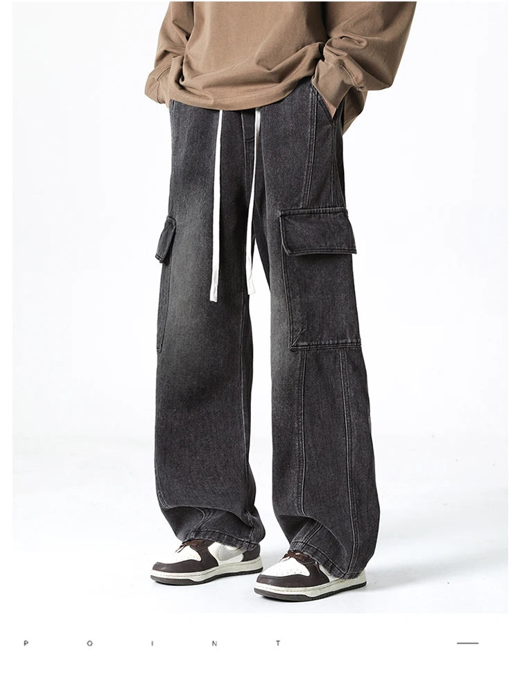 2025 Spring and Summer Men's Jeans Comfortable Versatile Workwear Military Straight Jeans Men's Fashion Trend Classic Style