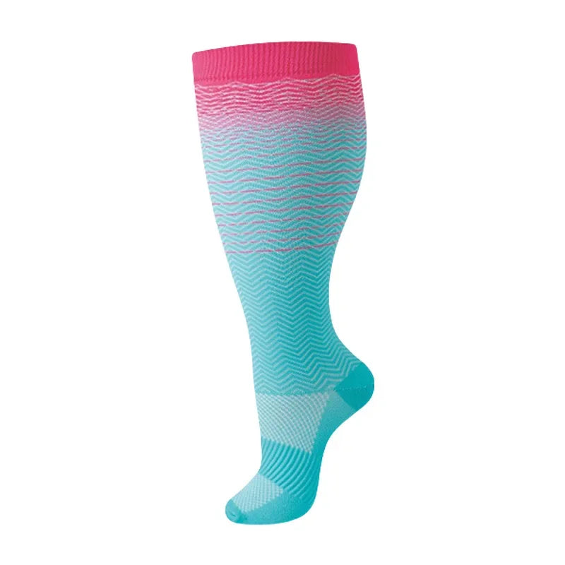 Plus Size Compression Socks for Women Men 20-30 MmHg Wide Calf Extra Large Knee High Flight Sock for Circulation Support 2XL-4XL