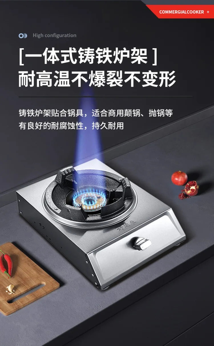 Single Double Burner Stainless Steel Gas Stove High Pressure LPG Commercial Home Cooking IAA