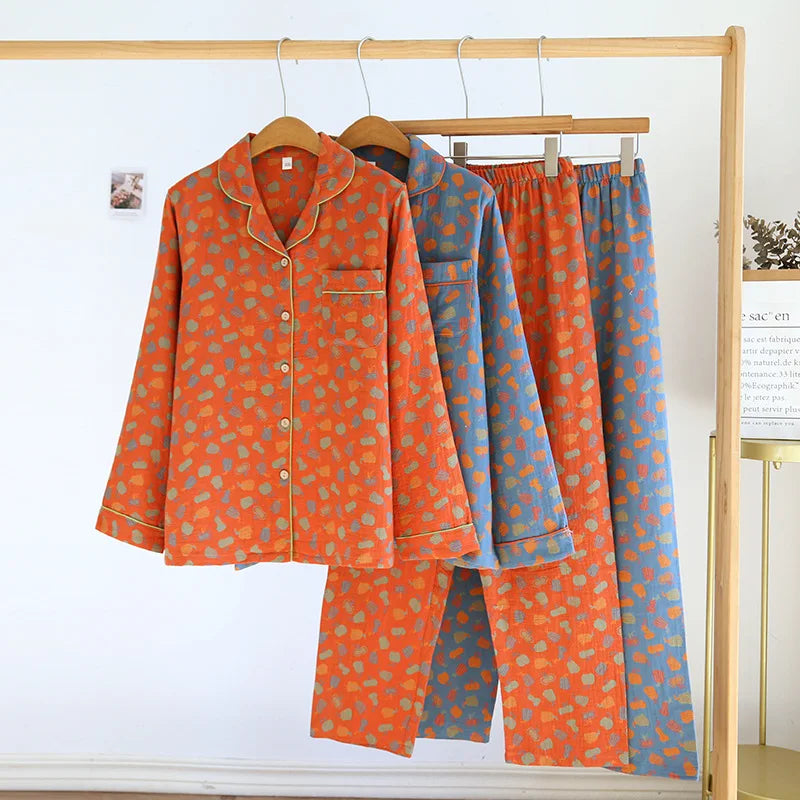 2025 New Spring and Autumn Pajama Set 100%Cotton Comfortable Long sleeved Two Piece Home Furnishings Large Size Home Furnishings