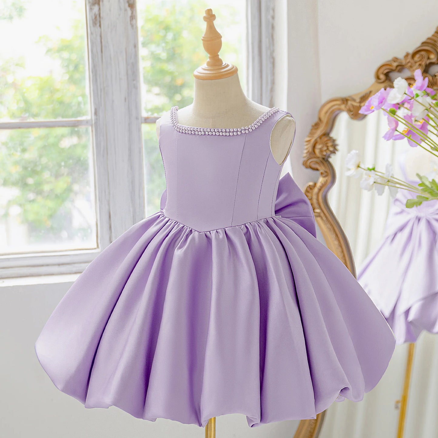 Elegant Big Bow Tutu Party Girls Dress Lolita Wedding Bridesmaid Baptism Princess Dresses Girl Summer Birthday Evening Prom Gown