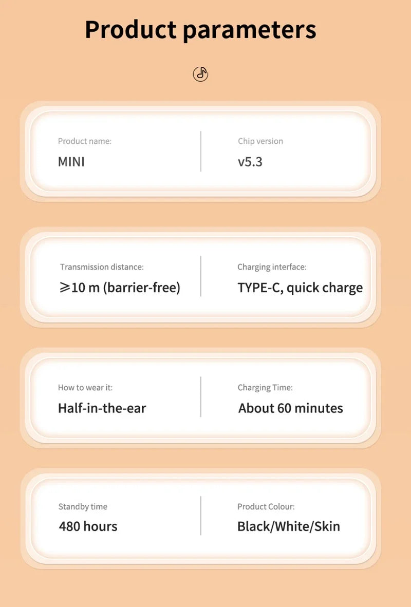 Mini Wireless Bluetooth 5.3 Headset Small Earbuds Sleep Sports Invisible Headphones HD HIFI Bass Sound Quality Earphones