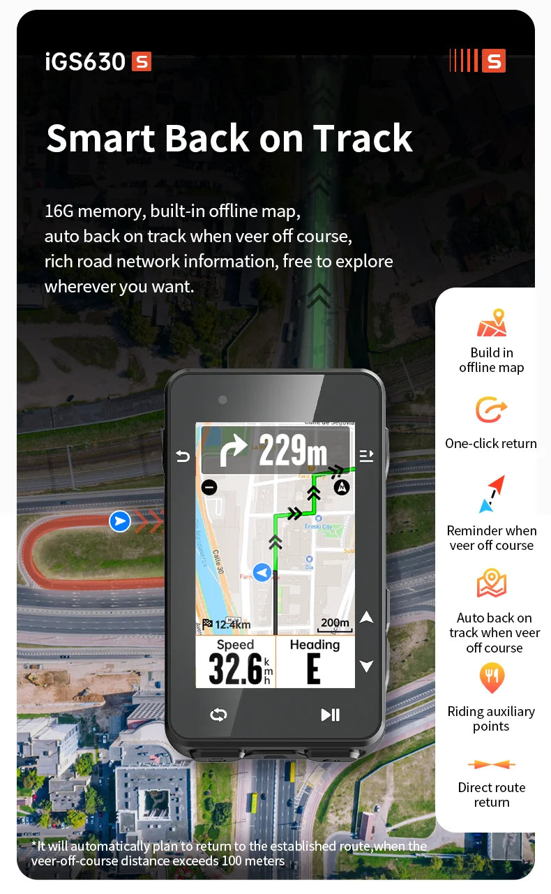 iGPSPORT iGS630S GPS Bike Computer Global Map Navigation Support Yaw planning Smart Climb Planning Indoor Bike Training