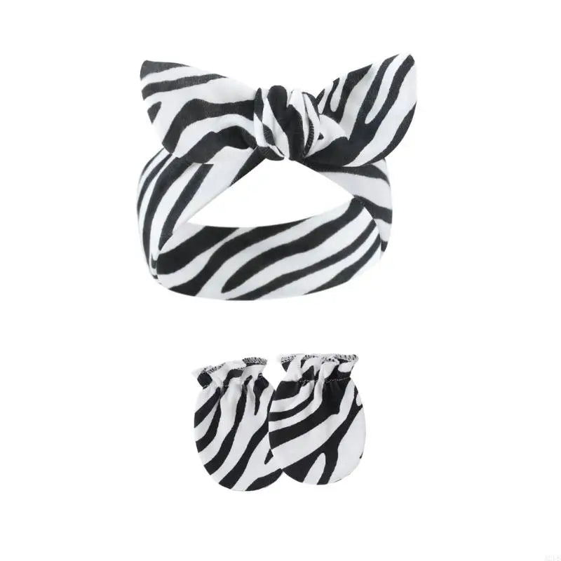 Baby Hair Accessories Set Breathable Head Wrap with Mittens Scratches Resistant for Infants Children Daily Use A2UB