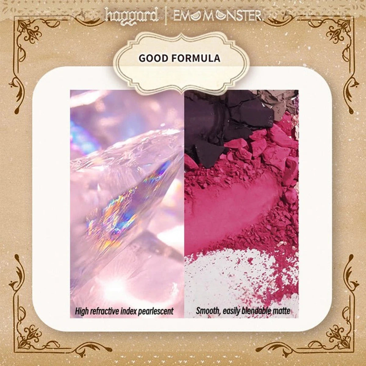 Haggard  Emo Monster Series Four-Color Eyeshadow Palette,Long-Lasting Pigmentation,User-Friendly,Multi-Texture Combination,Party