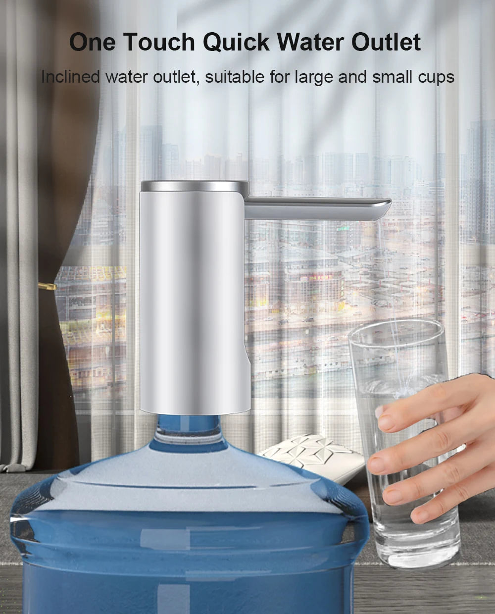 Electric Water Gallon Bottle Pump Foldable Automatic Water Dispenser 19 Liters Bottle Rechargeable Desktop Drinking Water Pump