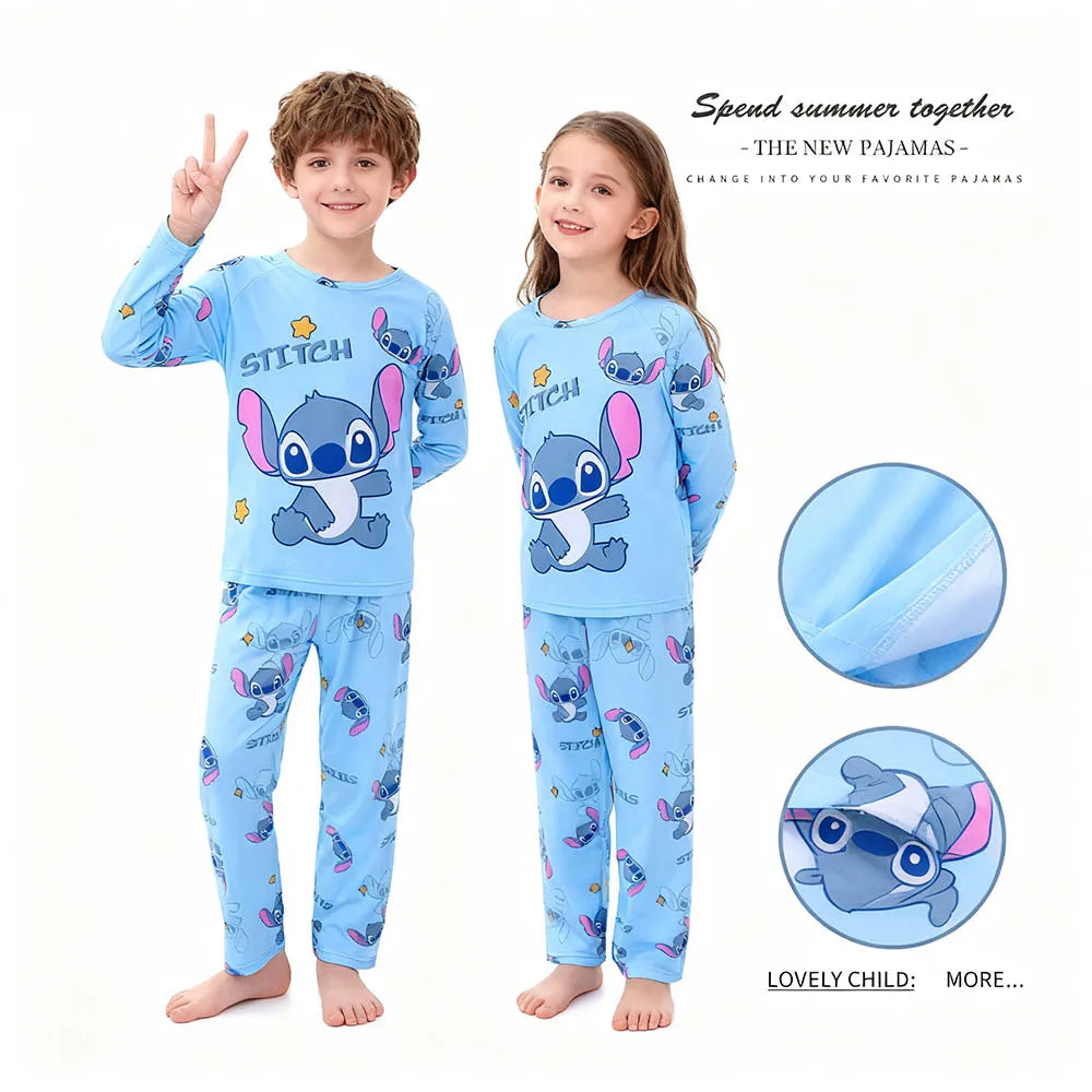 Kids Stitch Pajamas 2pcs/set for Boys Girls Home Wear Kids Casual Sleepwear Long Sleeve Pajamas Bottoms Suit Cute Gifts