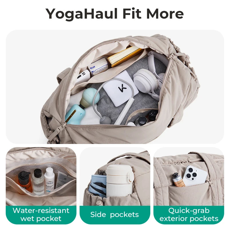 BAGSMART Travel Gym Bag for Women Yoga Mat Duffle Bag with Wet & Dry Pocket Quilted Sports Bag for Weekend Swimming
