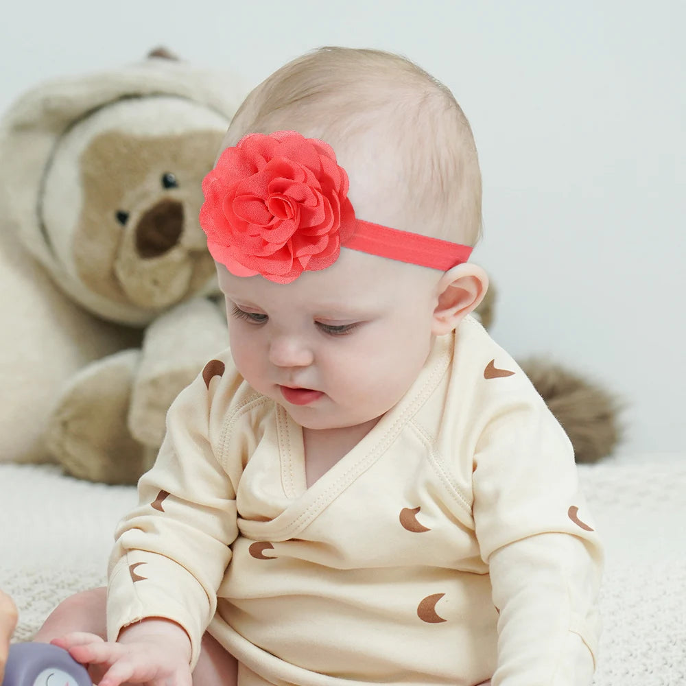10Pcs Random Color Baby Sweet Flowers Headbands for Girls Newborn Knot Soft Elastic Hair Band Infant Headwear Hair Accessories