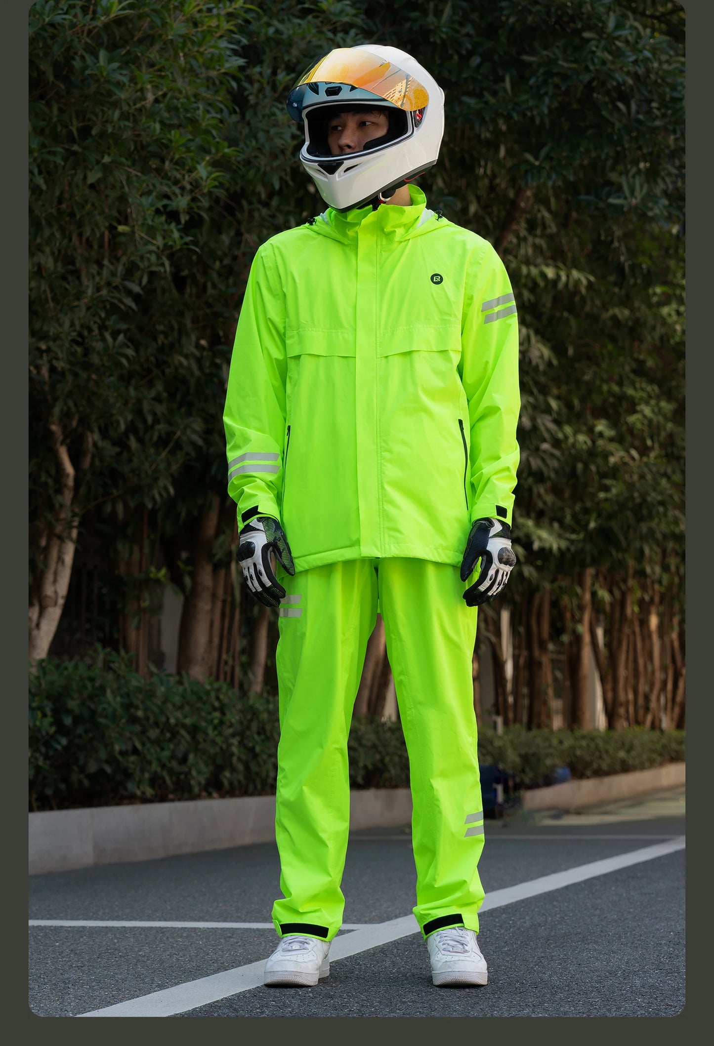 ROCKBROS Rainproof Cycling Suit Breathable Raincoat Hoodie Jacket Waterproof Pants Trousers Men Outdoor Sports Cycling Clothing