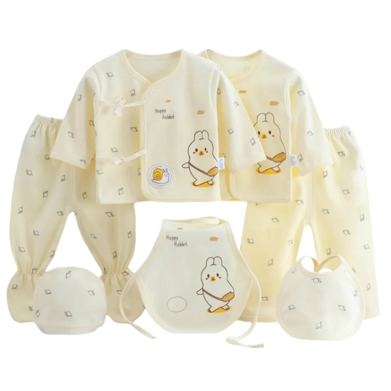 Baby Girls Clothes for Newborn 100% Cotton Tops and Hat and Bibs and Pants Set 0 to 3 Months