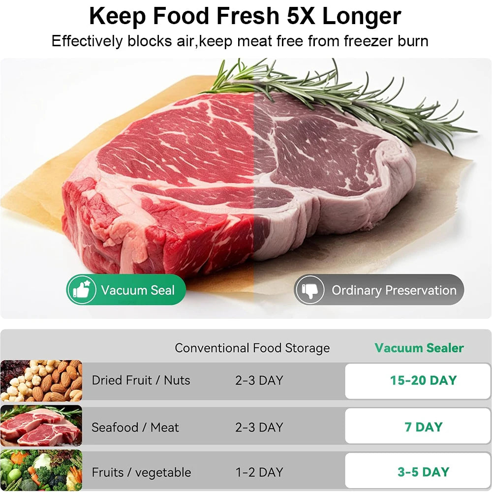 Vacuum Sealer Plastic Bags Packaging Machine USB Rechargeable Portable Mini Food Bag Sealing External Suction Heat Vacuum Sealer