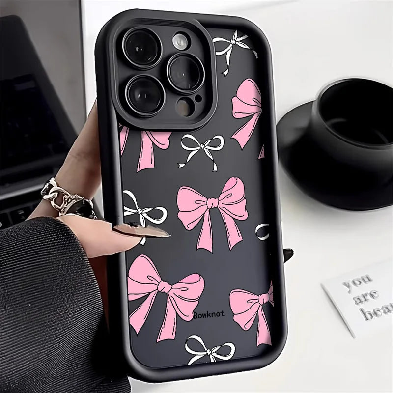 Black Butterfly Silicone Phone Case For iPhone 11 13 14 12 15 17 16 Pro Max XR XS X 7 8 Plus SE 2020 2022 Candy Color Soft Cover