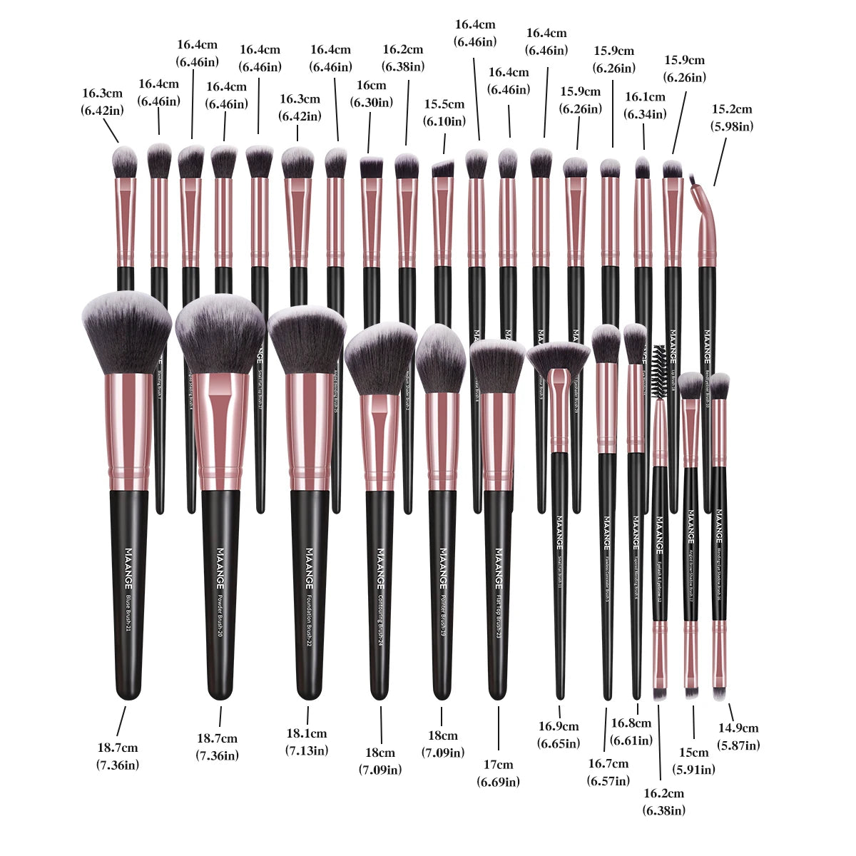 Professional Makeup Brush Set 30pcs Foundation Concealers Eye Shadows Powder Blush Blending Brushes Beauty Tools with Bag Kit
