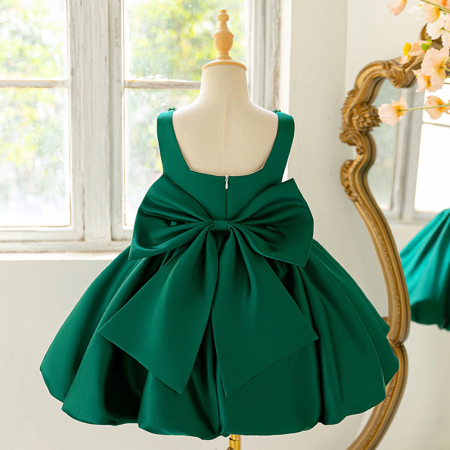 Elegant Big Bow Tutu Party Girls Dress Lolita Wedding Bridesmaid Baptism Princess Dresses Girl Summer Birthday Evening Prom Gown