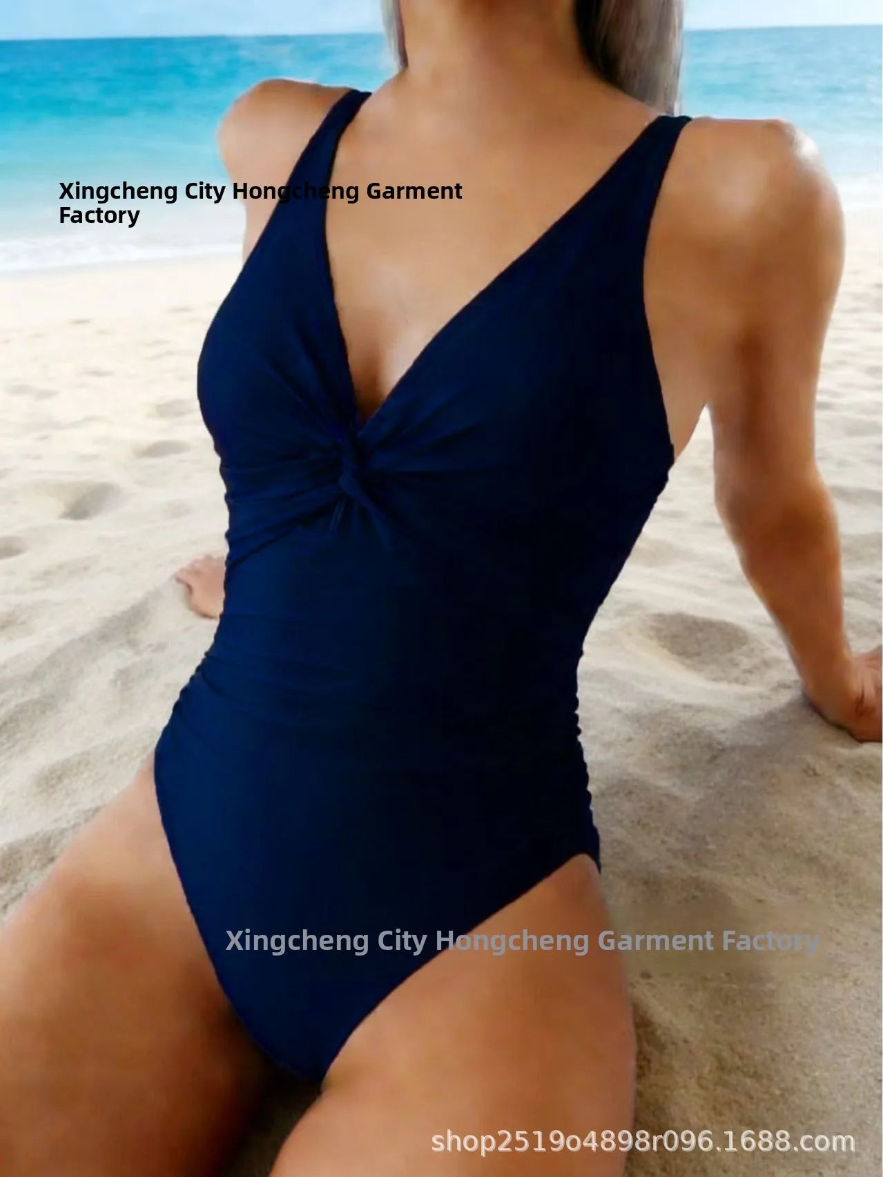 Fashionable Women's One-Piece Swimsuit Tummy Control Trendy Swimwear Cross-Border 2026 New Style Pure Color No Sleeve
