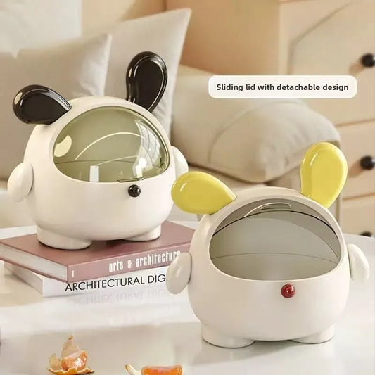 Kawaii Korean Storage Rack Desktop Rabbit Storage Box Desk Organizer Bin Cute Student Girls Hair Accessories Stationary Storage