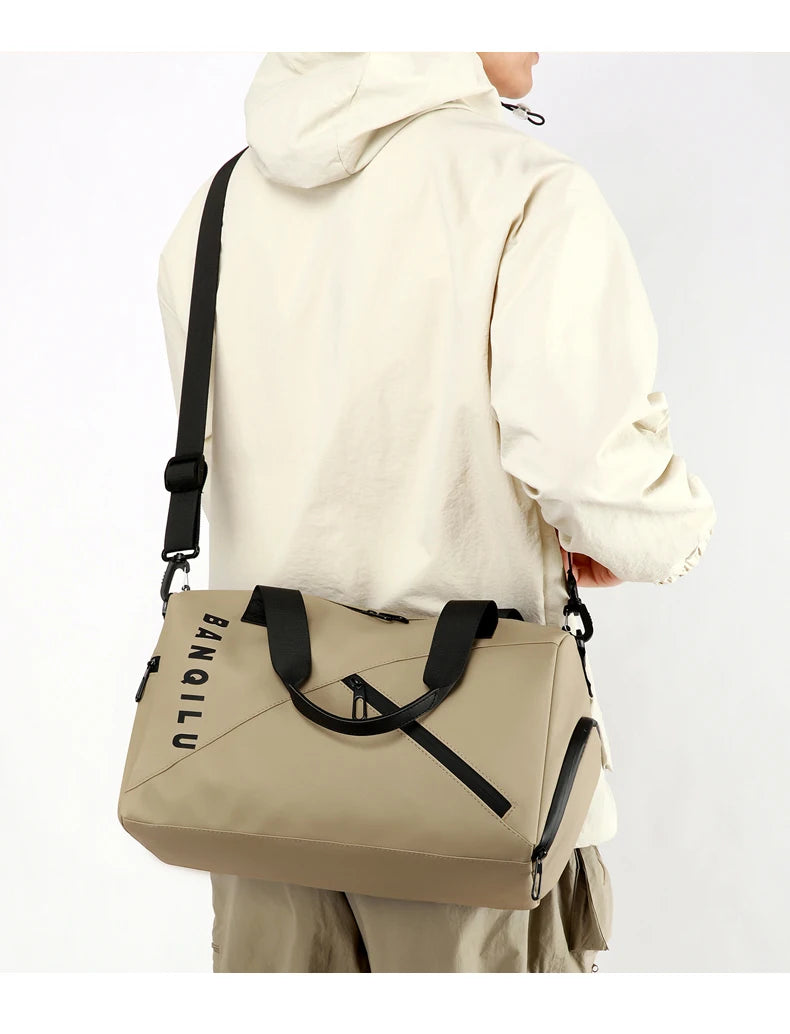 Unisex Large Capacity Handbag Crossbody Shoulder Bag Water-resistant, Gym Bag, Travel Bag for Men, Also Fits on Luggage Trolley