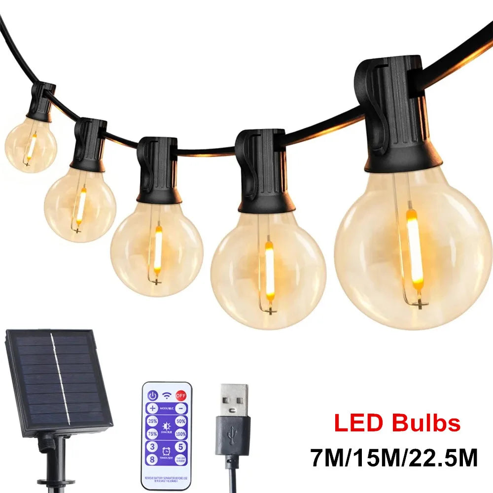 Solar String Lights, Globe Outdoor String Lights with LED Shatterproof Bulbs, Shatterproof Patio Lights for Outdoor Porch Garden