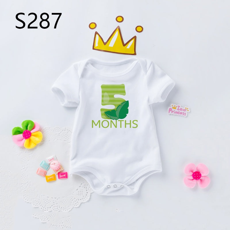 Monthly Milestone Baby Grow Bodysuit Cute Animal 1-12 Months One-Pieces Baby Shower Gift Month Pictures Monthly Jumpsuit Clothes