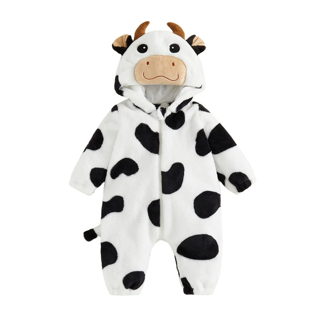 Halloween Costumes Baby Romper, Long Sleeve Hooded Fall Bodysuit Cow Cosplay Costume Halloween Clothes for Girls Boys