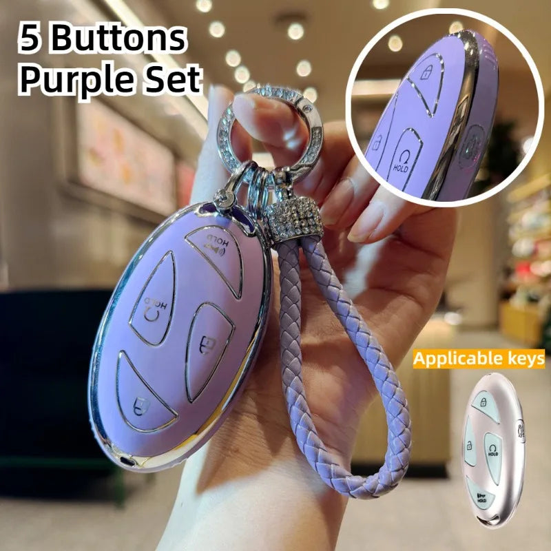 TPU 5/7 Buttons Smart Car Key Case Cover, Fit for HYUNDAI Ioniq 6 Grandeur GN7 KONA 2023-2024, Keyless Auto Accessories
