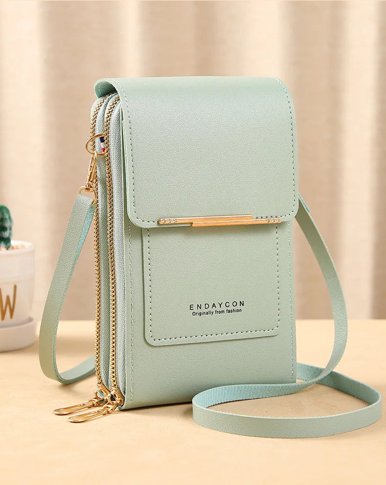 Women Crossbody Shoulder Bags Wallets Touch Screen Cell Phone Bag Soft Leather Strap Handbag for Female Luxury Messenger Bags